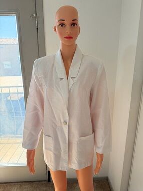 White Classic Blazer Lightweight Minimalist Office Jacket Size 8